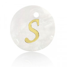 Shell pendant 15mm letter S Gold-White